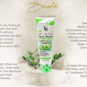YC WHITENING FACE WASH CUCUMBER EXTRACT CLEANSERS-100ML