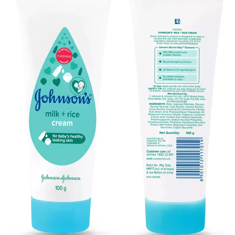 Johnson's Milk & Rice Baby Cream Face & Body 100g